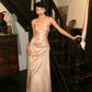 Robe de soirée longue en satin rose brillant NV6601