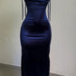 Blue simple fashion sexy bow spaghetti strap backless long floor-length evening dress party dress prom dress ball gown nv3824