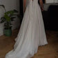White Solid Pretty Charming Long Chiffon A-Line Floor Length Train Ball Gown Evening Dress Wedding Bridesmaid Dresses prom dress nv3825