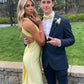 Yellow Fashion Elegant V-neck Backless Lace-up Long Mermaid Satin Formal Women Ball Gown Evening Dress Party Dress Prom Dress nv3930
