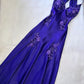 Green/Purple/Pink vintage V neck exquisite embroidery applique long satin elegant party dress evening gown prom dress nv2045