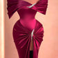 Purple gorgeous elegant exquisite beaded long satin floor-length trailing ball gown evening dress party dress nv2851