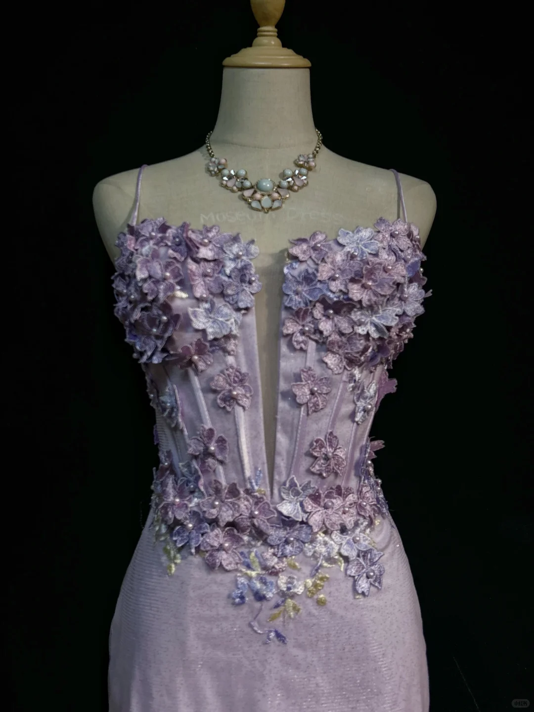 Lilac Spaghetti Straps Corset Short Prom Dress 3D Floral Appliques Fitted Sheath Mini Formal Gown  NV6891