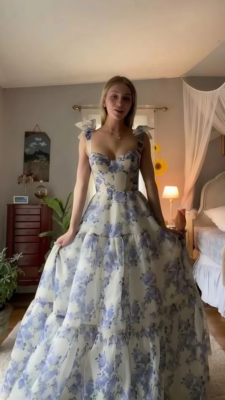 Beautiful floral chiffon elegant long prom dress evening gown party dress nv37