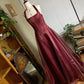 Burgundy red vintage elegant shiny beaded long tulle ball gown evening dress party dress nv2608