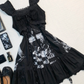 Black Chess Print Midi Homecoming Dress Ruffle Wide Strap Lace Lolita Vintage Cocktail Gown  NV6929