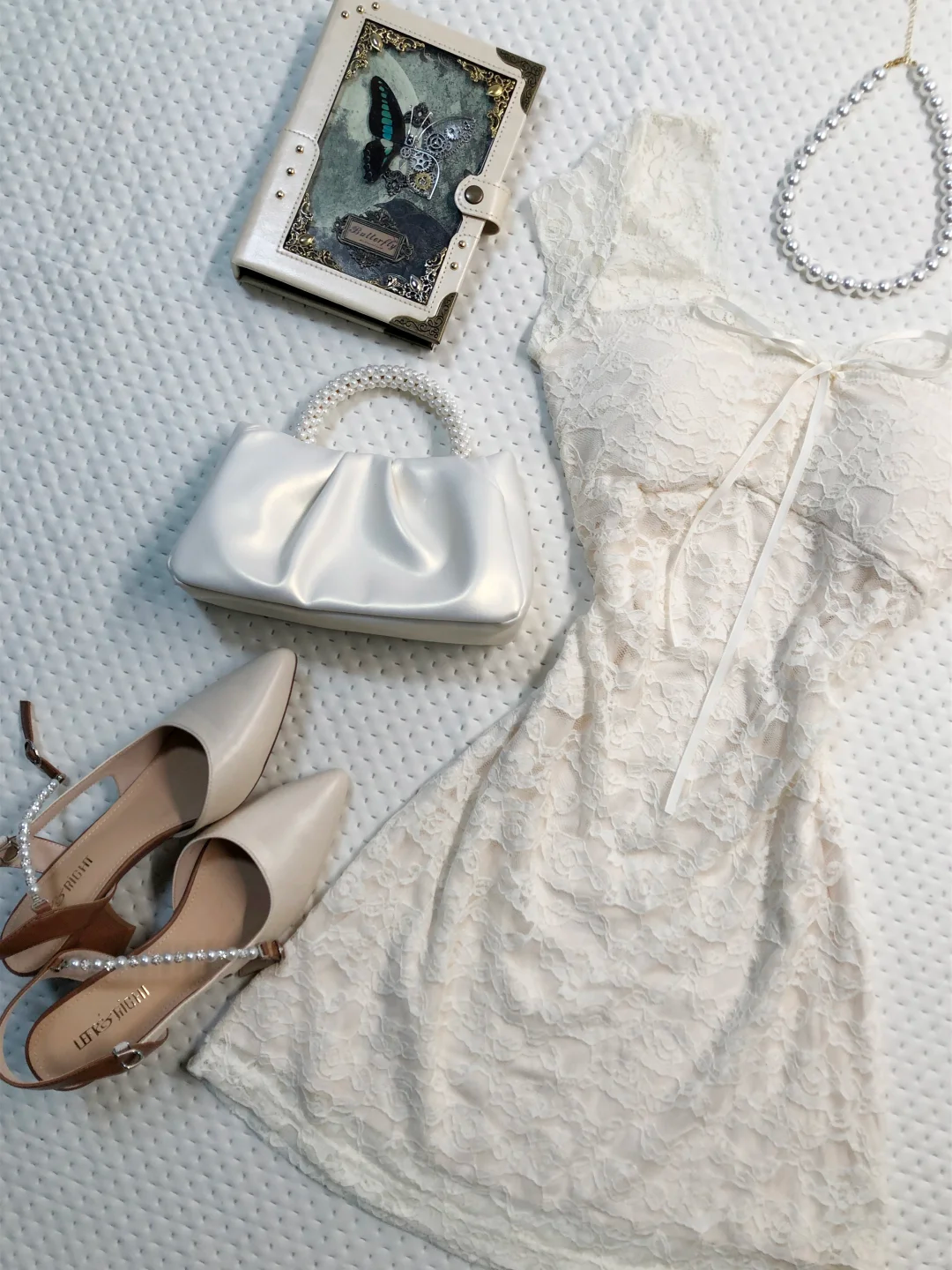 Ivory Lace Short Homecoming Dress Square Neck Flutter Sleeve Bow Tie Vintage Cocktail Gown  NV6931