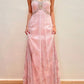 Pink Fashion Elegant Strap Exquisite Beaded Floral Long Tulle Ball Gown Evening Gown Graduation Gown Prom Dress nv3788