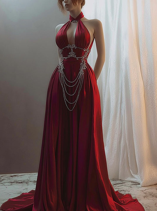 Robe longue rouge sexy NV6680