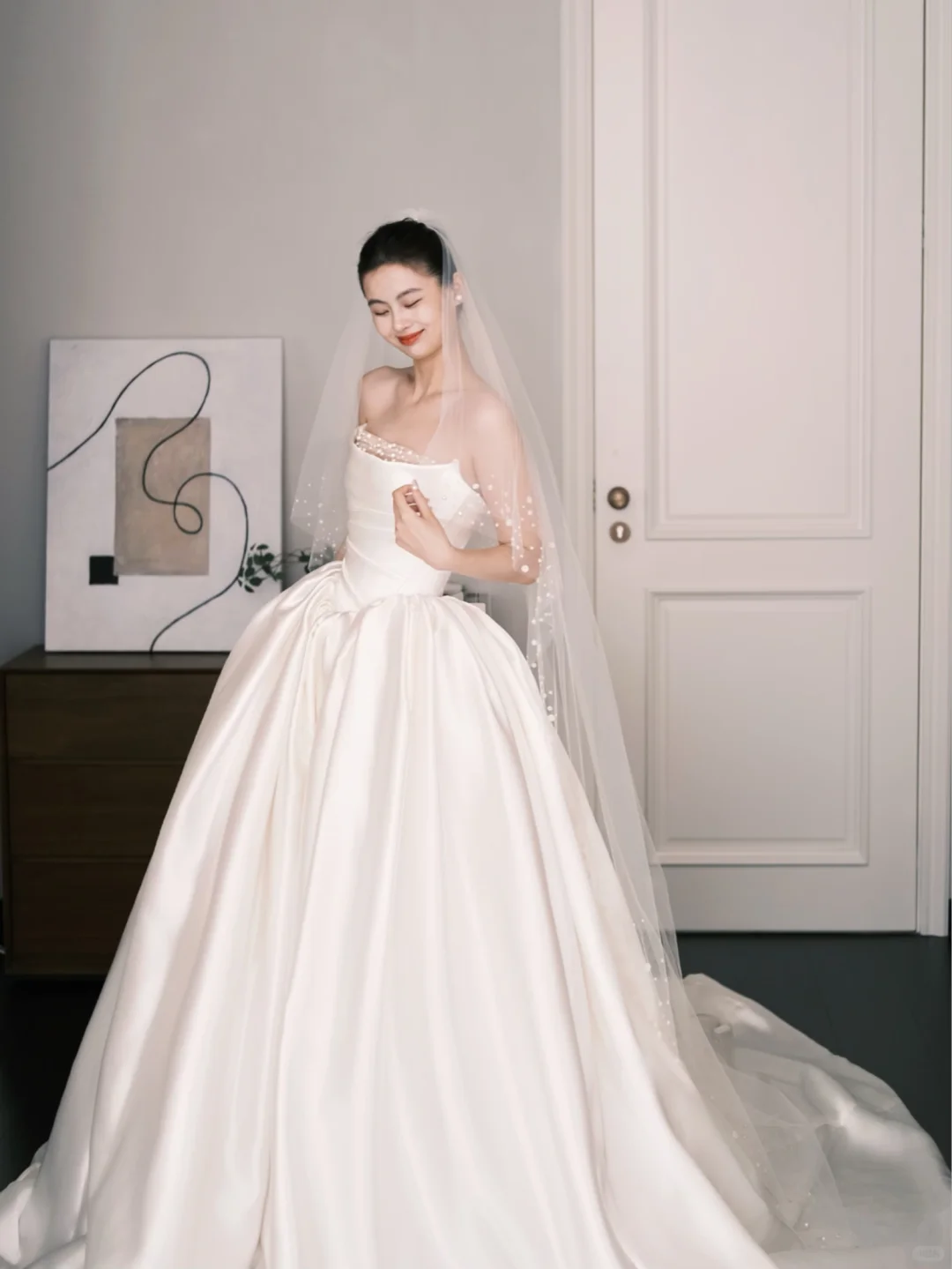 Strapless Satin A-Line Ballgown Wedding Dress Bridal Gown  NV7264