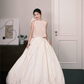Two Piece Halter Lace Satin Wedding Dress with Back Bow and Pockets  NV7381