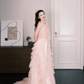 Blush Pink 3D Floral Tiered Tulle Prom Dress, Two Piece Evening Gown  NV7287