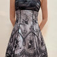 Grey and black chic homecoming dress floral spaghetti strap chiffon short party dress nv4346