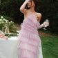 Pink sweet backless long tulle ball gown evening dress nv1353