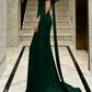 Robe longue vert émeraude à épaules dénudées et nœud papillon - Corset ceinture et traîne sirène - Robe de soirée/tapis rouge/bal à thème NV6823