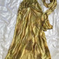 Gold Gorgeous Exquisite Beading Spaghetti Strap Long Chiffon Ball Gown Evening Gown Party Dress nv3541