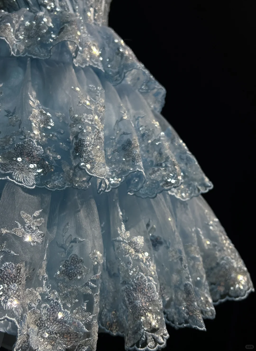 Ice Blue Spaghetti Straps Corset Short Prom Dress 3D Floral Sequin Lace Tiered Ruffle Tulle Mini Formal Gown  NV6890