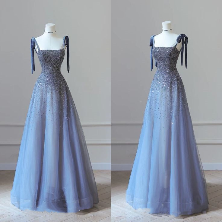 Purple Gorgeous Luxurious Shiny Elegant Fashion Exquisite Rhinestone Floor Length Tulle Graduation Gown Prom Gown Evening Gown nv3940