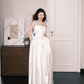 Square Neck Satin Midi Bridal Gown Bow Strap 3D Heart Wedding Dress  NV7200