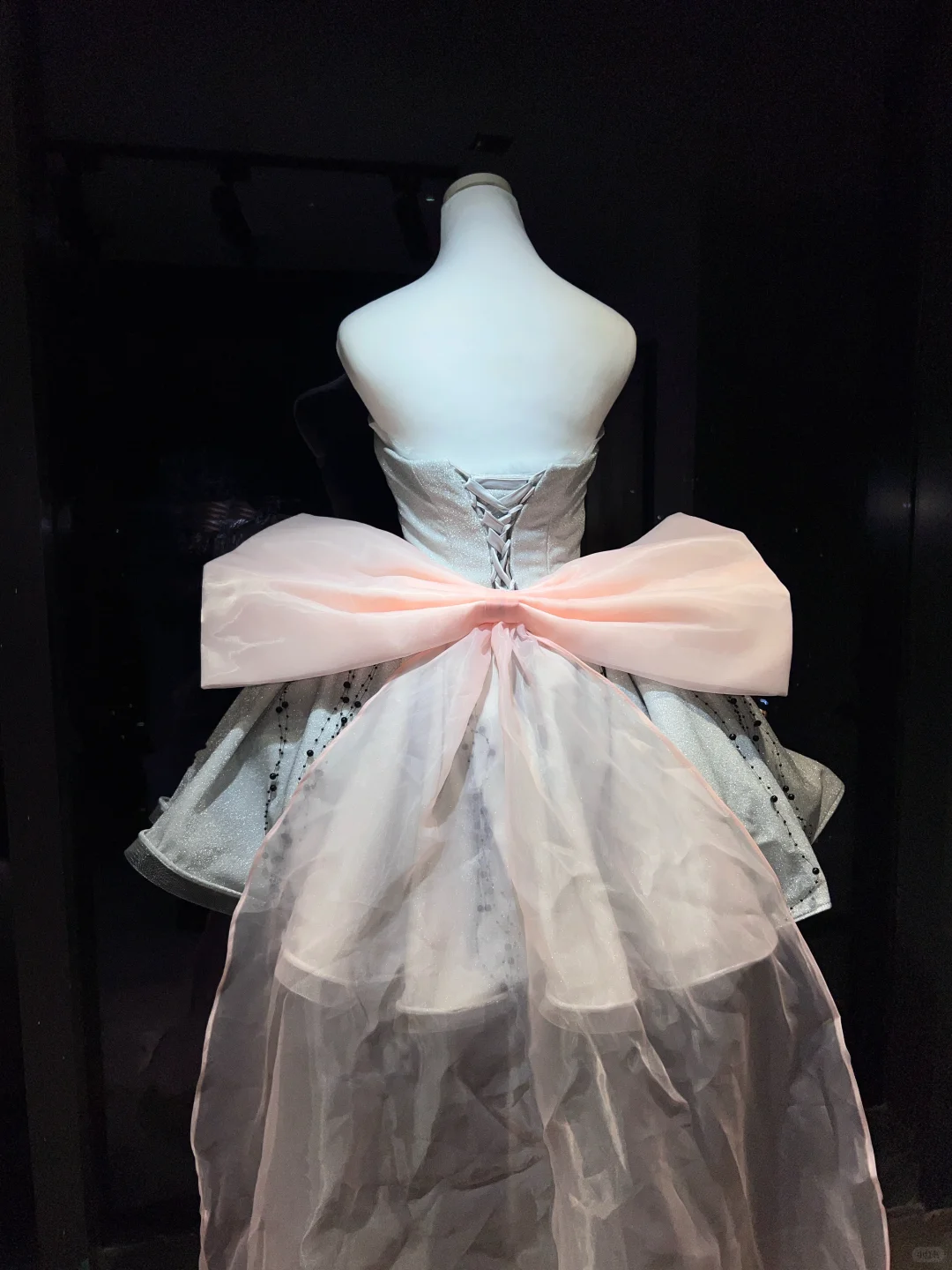Silver Glitter Strapless Mini Homecoming Dress Tube Neck Beaded Tassel Puffy Skirt Large Pink 3D Bow Back Short Formal Gown  NV6932