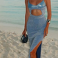 Blue Sparkling Sequin Long Prom Gown Party Dress nv5189