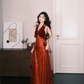 Burgundy Halter Sequin 3D Butterfly Prom Dress  NV7314