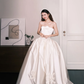 Strapless Satin Princess Ballgown Wedding Dress with 3D Bow Flower  NV7369