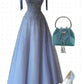 Purple Gorgeous Luxurious Shiny Elegant Fashion Exquisite Rhinestone Floor Length Tulle Graduation Gown Prom Gown Evening Gown nv3940