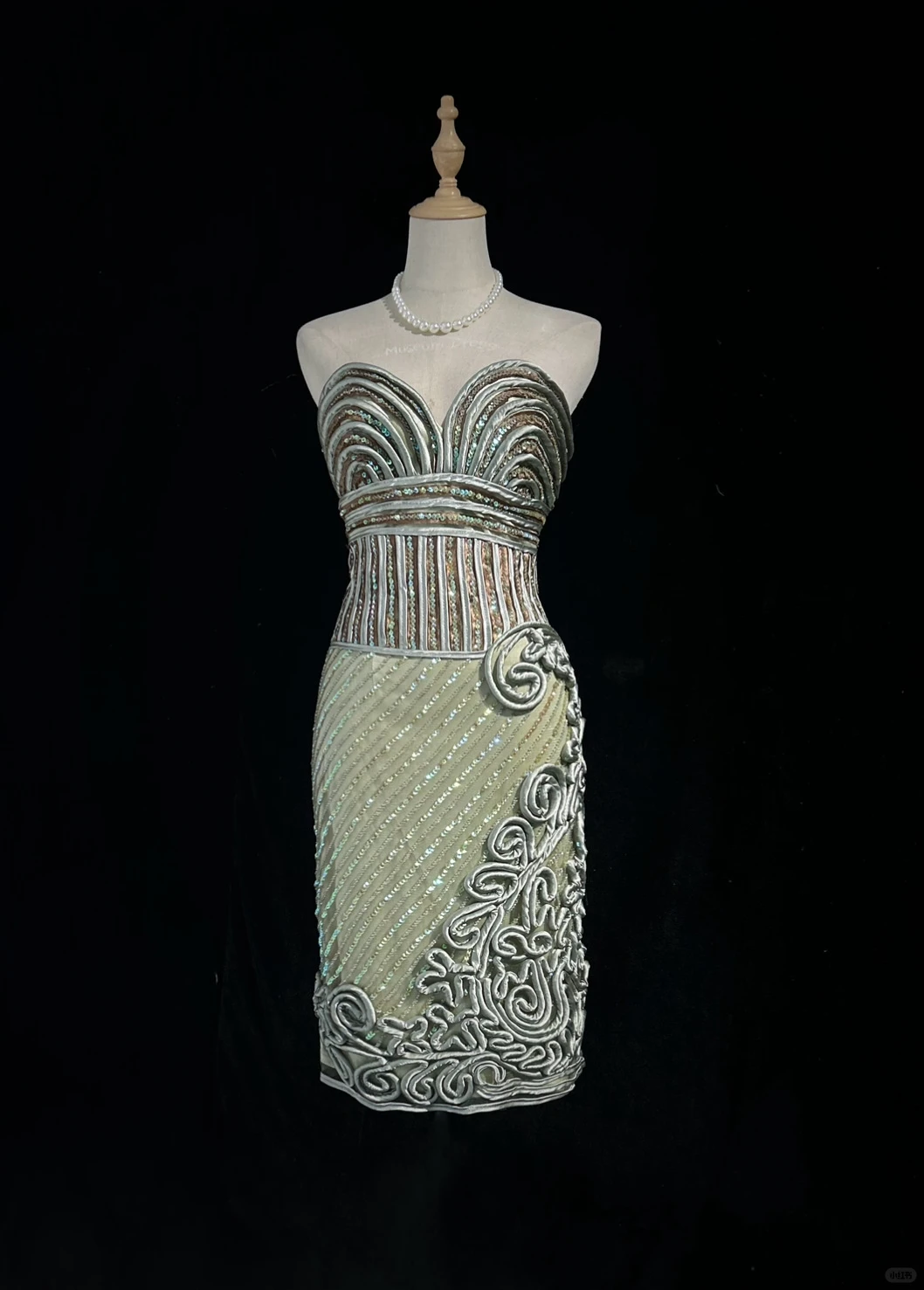 Strapless Mint Green 1920s Gatsby Homecoming Dress Heavy Hand Beading Sequin Embroidery Sheath Mini Formal Gown  NV6892
