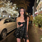 Black stylish unique dazzling charming sequined beaded short mini evening dress homecoming dress party dress nv2336
