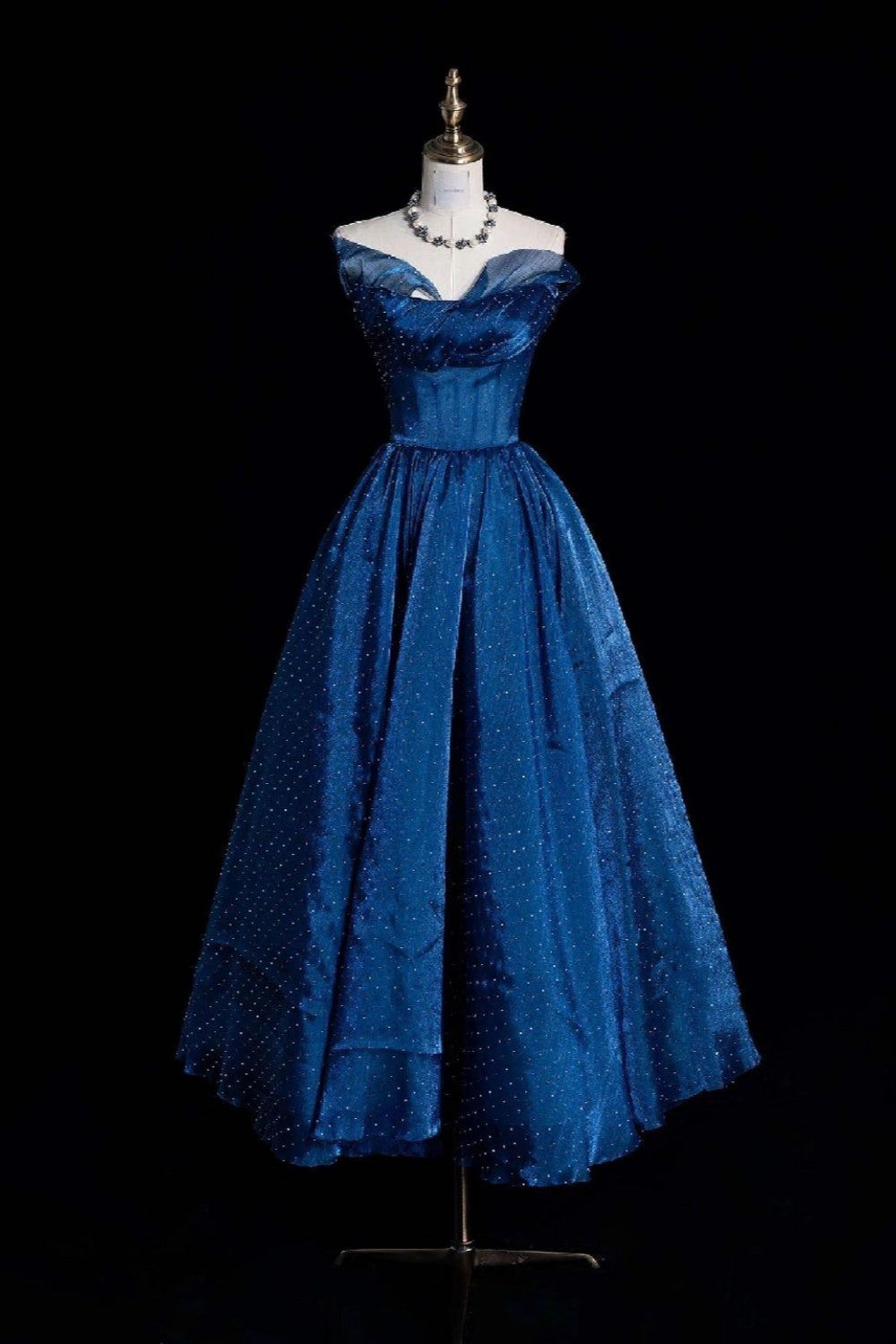 Robe de bal longue bleu roi à sequins, épaules dénudées, ornée d'étoiles, taille cintrée, style féerique NV6428