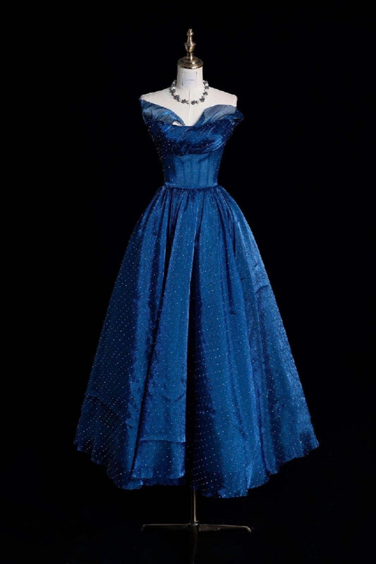 Robe de bal longue bleu roi à sequins, épaules dénudées, ornée d'étoiles, taille cintrée, style féerique NV6428