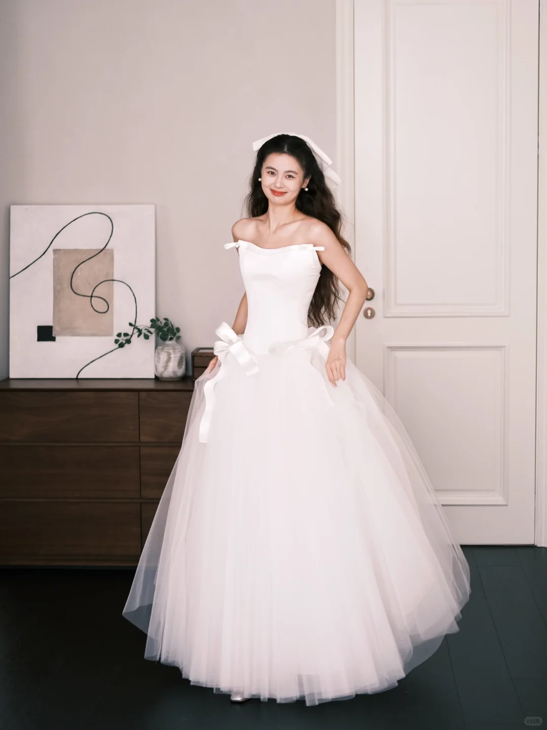 White Off The Shoulder Tulle Wedding Dress Satin Bow Bridal Gown  NV7215