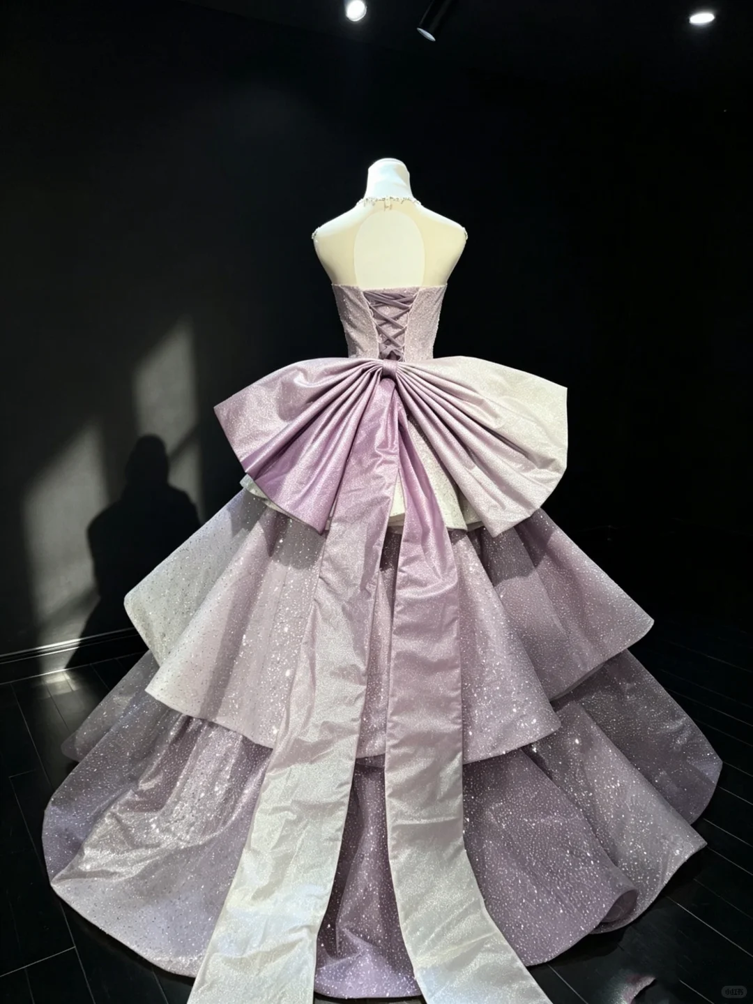 Lavender Pink Ombre Princess Ball Gown Halter Corset Rhinestone Beaded Tiered Glitter Long Evening Gown  NV6995