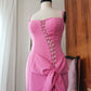 Pink Elegant Fashion Spaghetti Strap Long Sexy Satin Ball Gown Evening Dress Party Dress nv3554