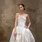 Ivory Strapless Twisted Draped Satin A-Line Wedding Gown  NV7194