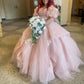 NiceVestidos--Pink exquisite lace floral long floor-length ball gown wedding dress NV5832
