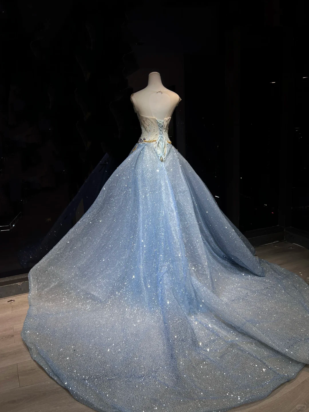 Light Blue Detachable Overskirt Rhinestone Mermaid Evening Gown  NV7092