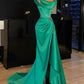 Green Gorgeous Fashionable Elegant Exquisite Baoshi Beaded Long Satin Floor Length Trailing Slit Sexy Prom Dress Evening Dress Birthday Party Dress Prom Dress nv3947