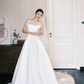 Strapless Ivory Organza Bridal Gown, Ruffle Draped A-line Wedding Dress with Long Train  NV7390
