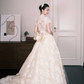 V Neck Cap Sleeve Lace Ballgown Wedding Dress, Ivory Vintage Bridal Gown  NV7288