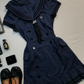 Navy Blue Sailor Short Homecoming Dress Collar Stripe Puff Sleeve Pleated Vintage Cocktail Gown  NV6926