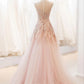 Pink Sweet Sparkling Off-the-shoulder Beaded Long Elegant Tulle Formal Prom Dress Evening Gown nv3475