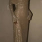 Champagne gold/grey sequined long sleeves charming off-the-shoulder long prom dress party dress nv5295