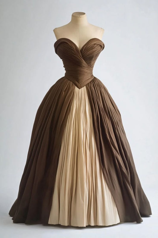 Brown Sweetheart Neckline Elegant Long Fairy Tulle Ball Gown nv4844