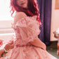 NiceVestidos--Pink exquisite lace floral long floor-length ball gown wedding dress NV5832