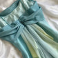 Orange Pink/Teal Unique Long A-Line Spaghetti Strap Ombre Chiffon Evening Gown Party Dress nv4347