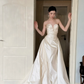 Ivory Strapless Twisted Knot Satin A-Line Wedding Gown  NV7189