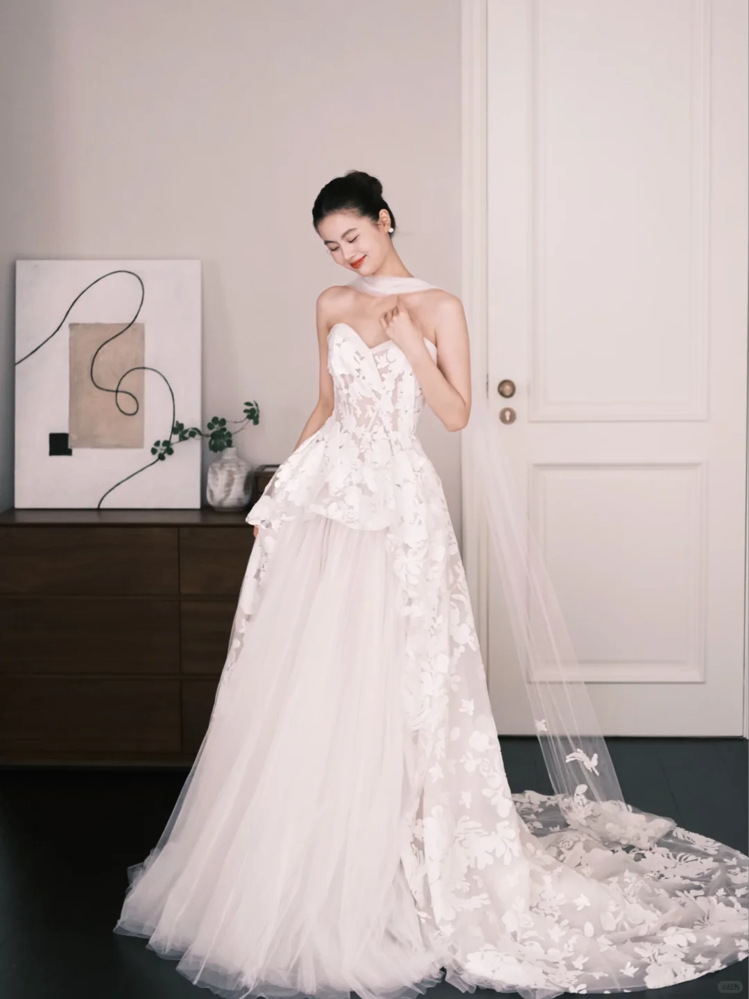 Sweetheart Lace Tulle Wedding Dress 3D Floral With Cape Bridal Gown  NV7216