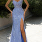 Sweetheart V-neck sequined tight ball gown slit off-shoulder sequined evening dress nv1794